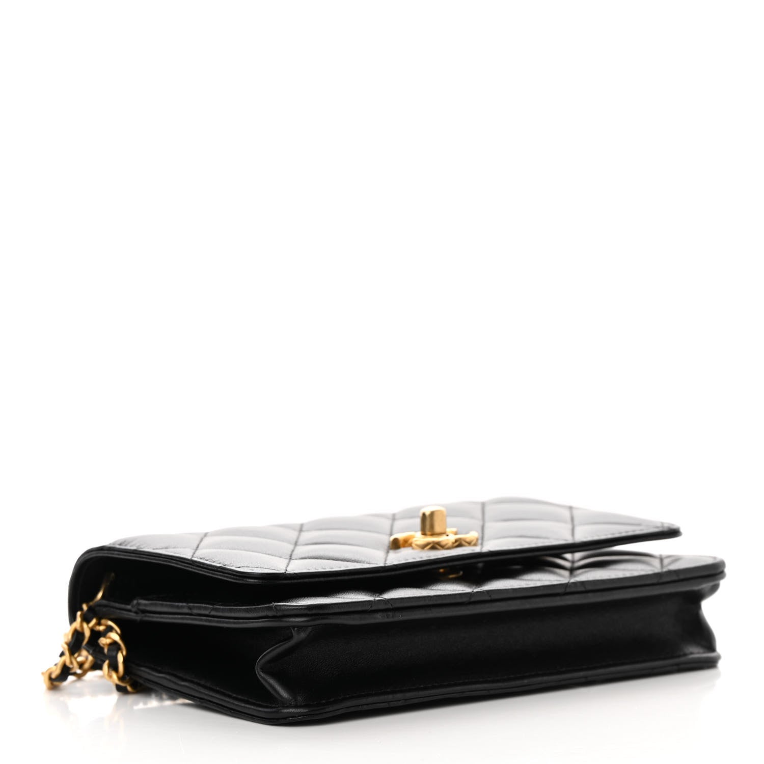 Chanel Lambskin Quilted Logo WOC Wallet On Chain Black 4 of 15