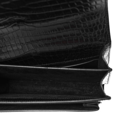 Saint Laurent Calfskin Crocodile Embossed Medium Monogram Sunset Black 5 of 9