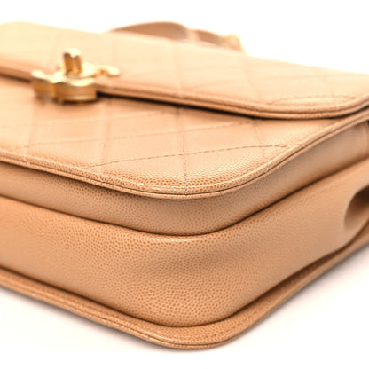 Chanel Caviar Quilted Small Top Handle Flap Beige 10 of 10