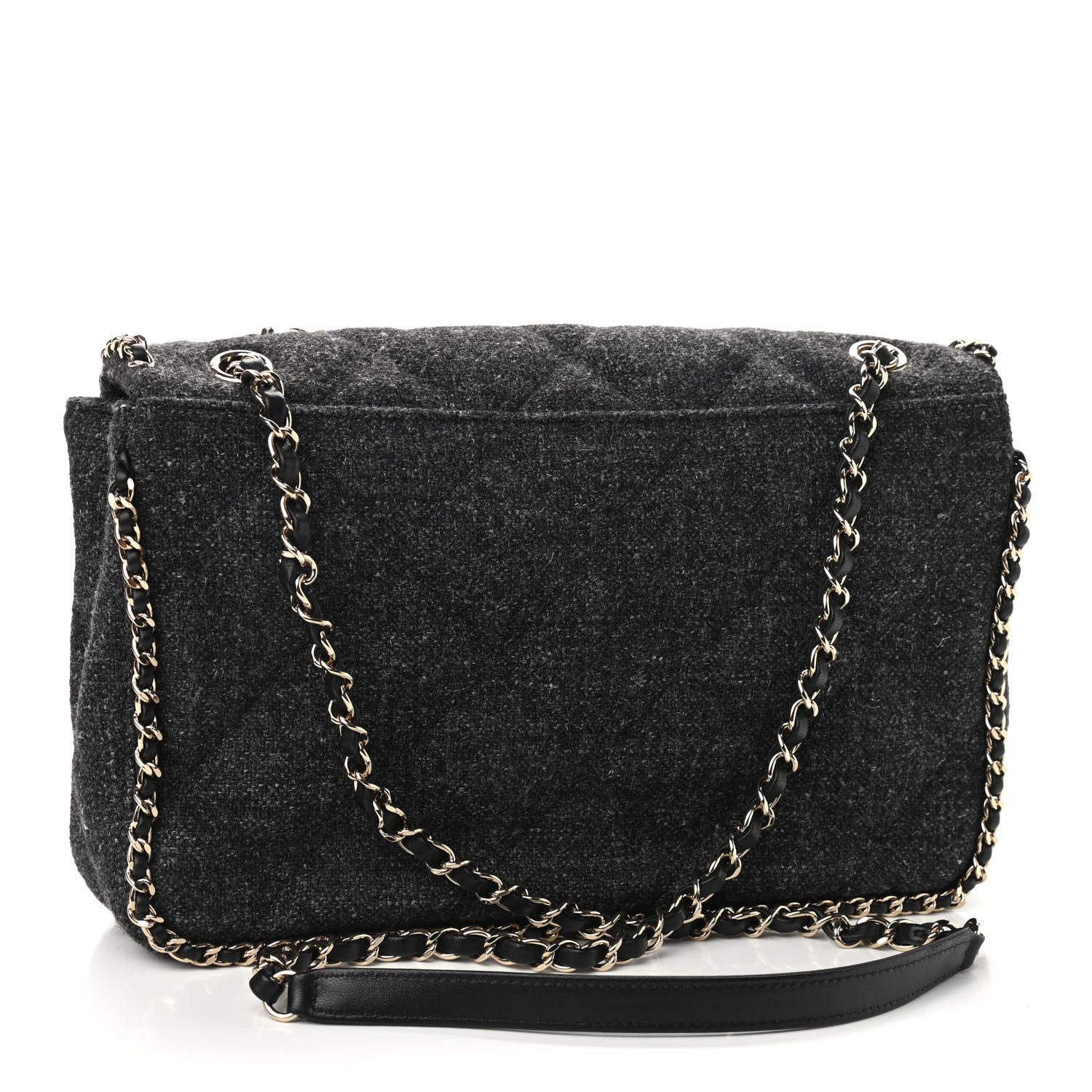 Chanel Wool Tweed Quilted Coco Neige Chain Around Flap Black 3 of 9