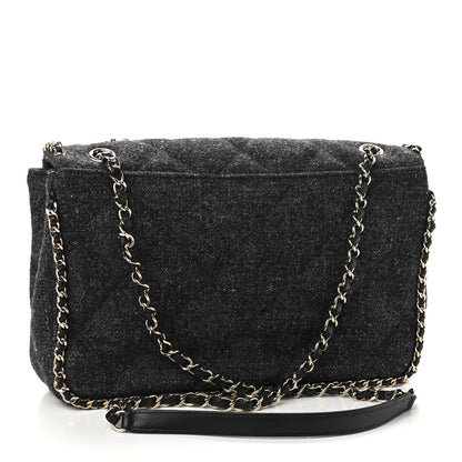 Chanel Wool Tweed Quilted Coco Neige Chain Around Flap Black 3 of 9