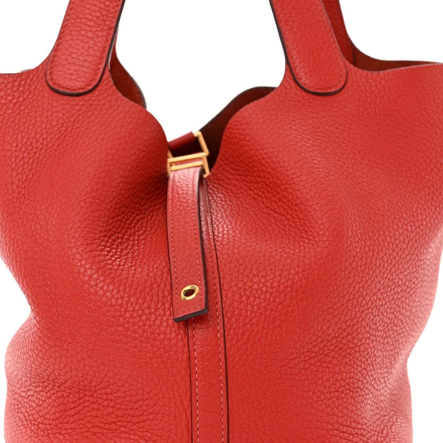 Hermes Taurillon Clemence Picotin Lock 22 MM  Rouge Casaque 7 of 10