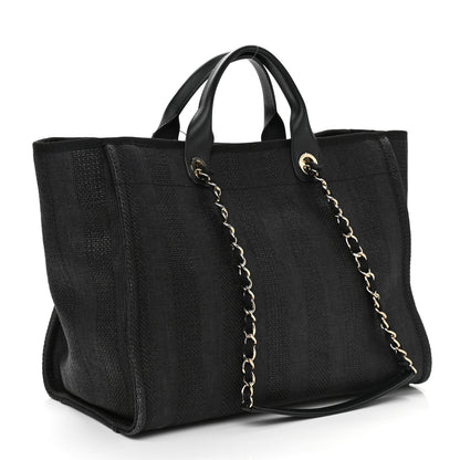 Chanel Mixed Fibers Calfskin Striped Medium Deauville Tote Black 3 of 12