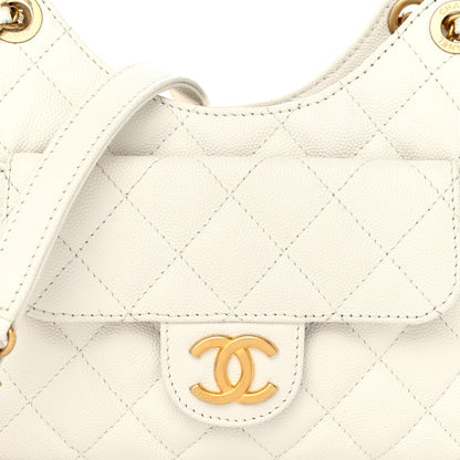Chanel Caviar Quilted Small Wavy CC Hobo White 8 of 10