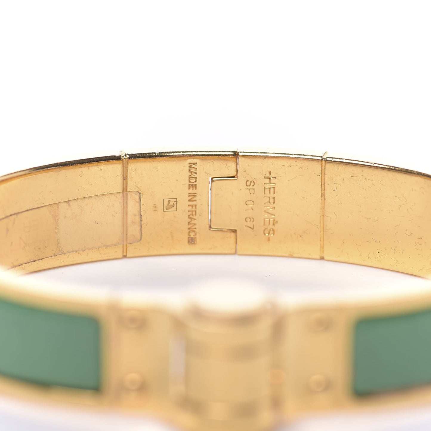Enamel Charniere Uni Narrow Hinged Bracelet S Vert Premier
