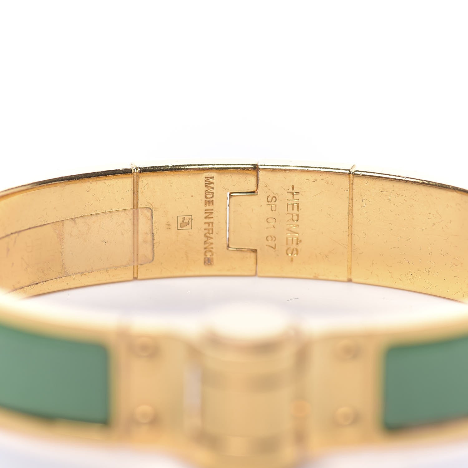 Hermes Enamel Charniere Uni Narrow Hinged Bracelet S Vert Premier 4 of 4