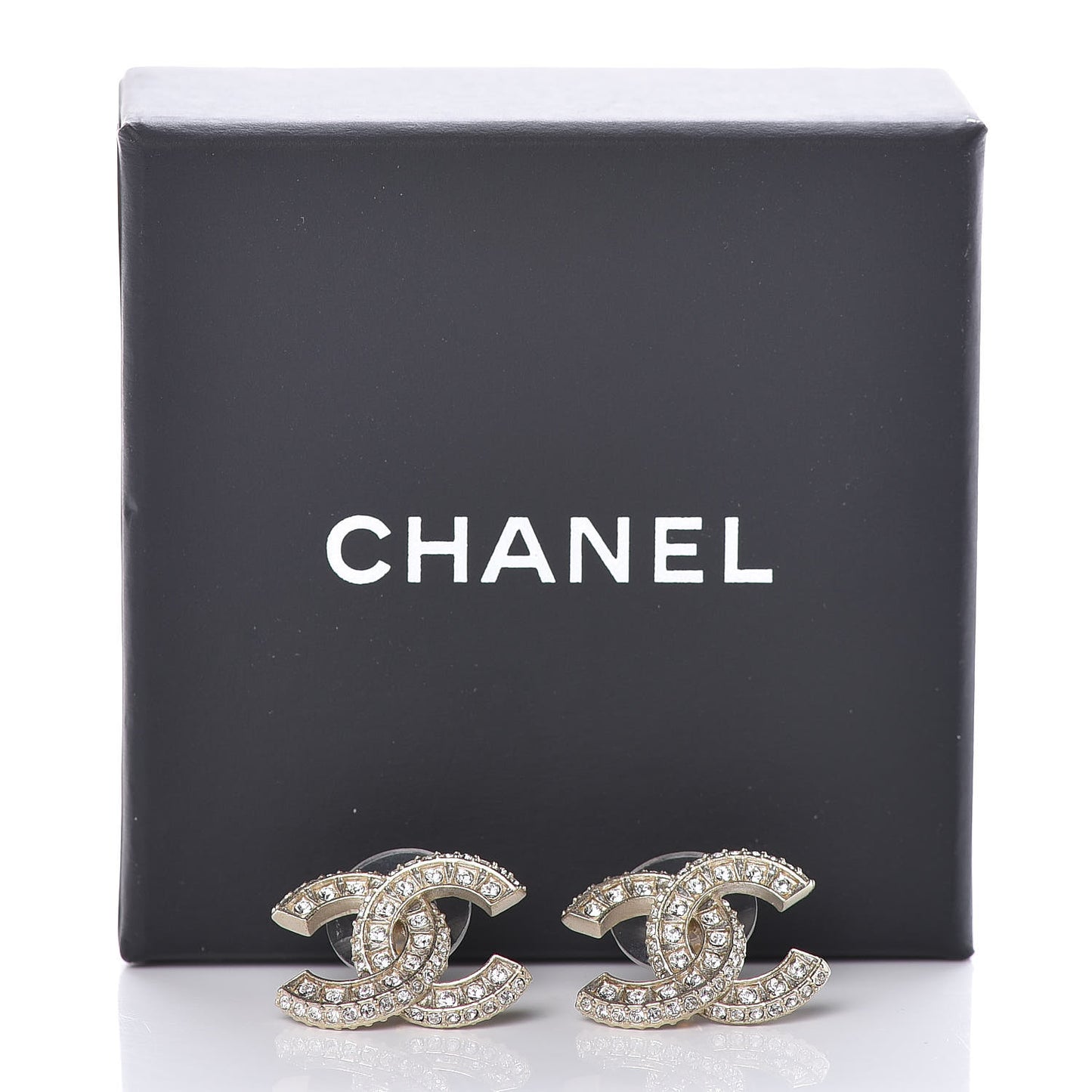 Crystal CC Earrings Light Gold