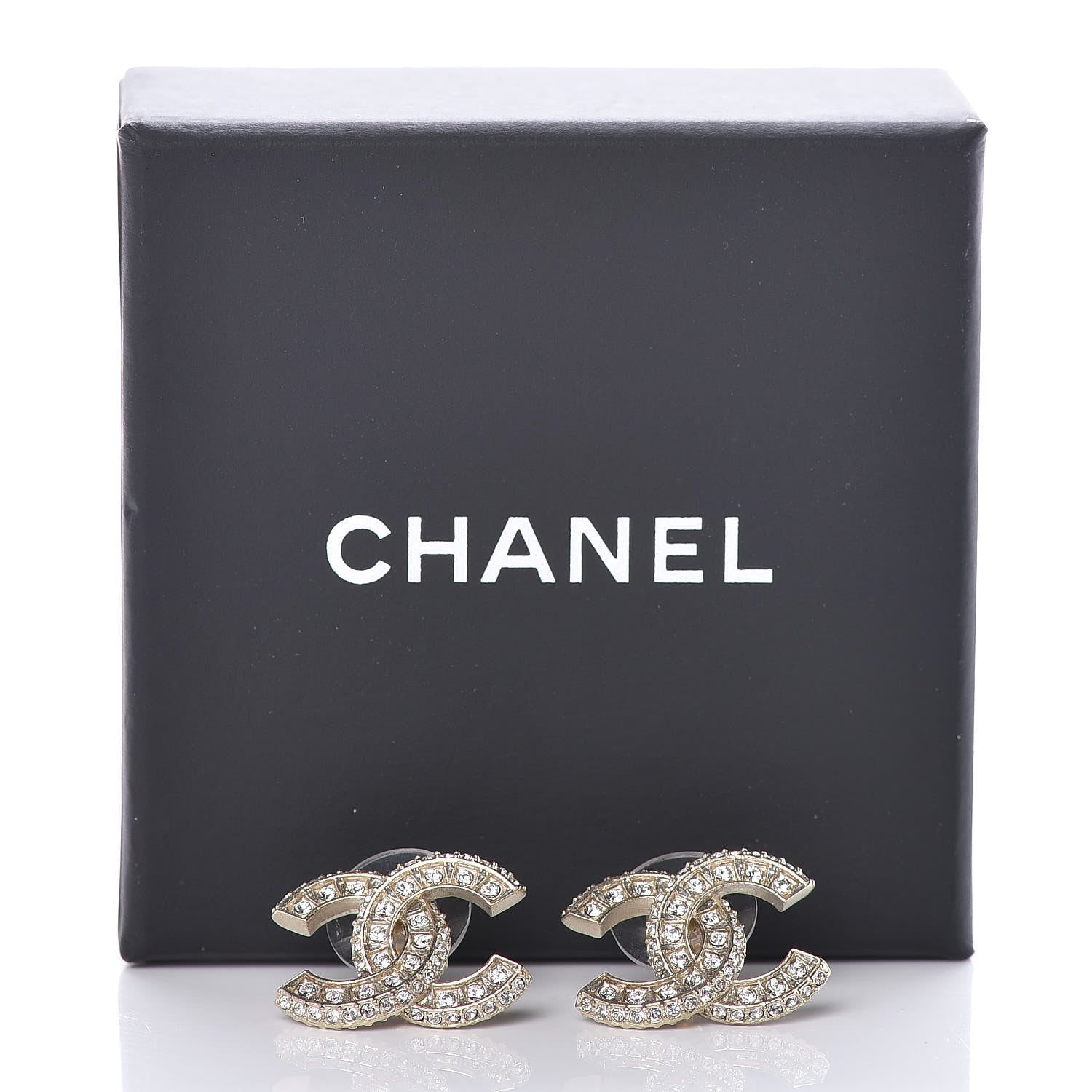 Chanel Crystal CC Earrings Light Gold 5 of 5