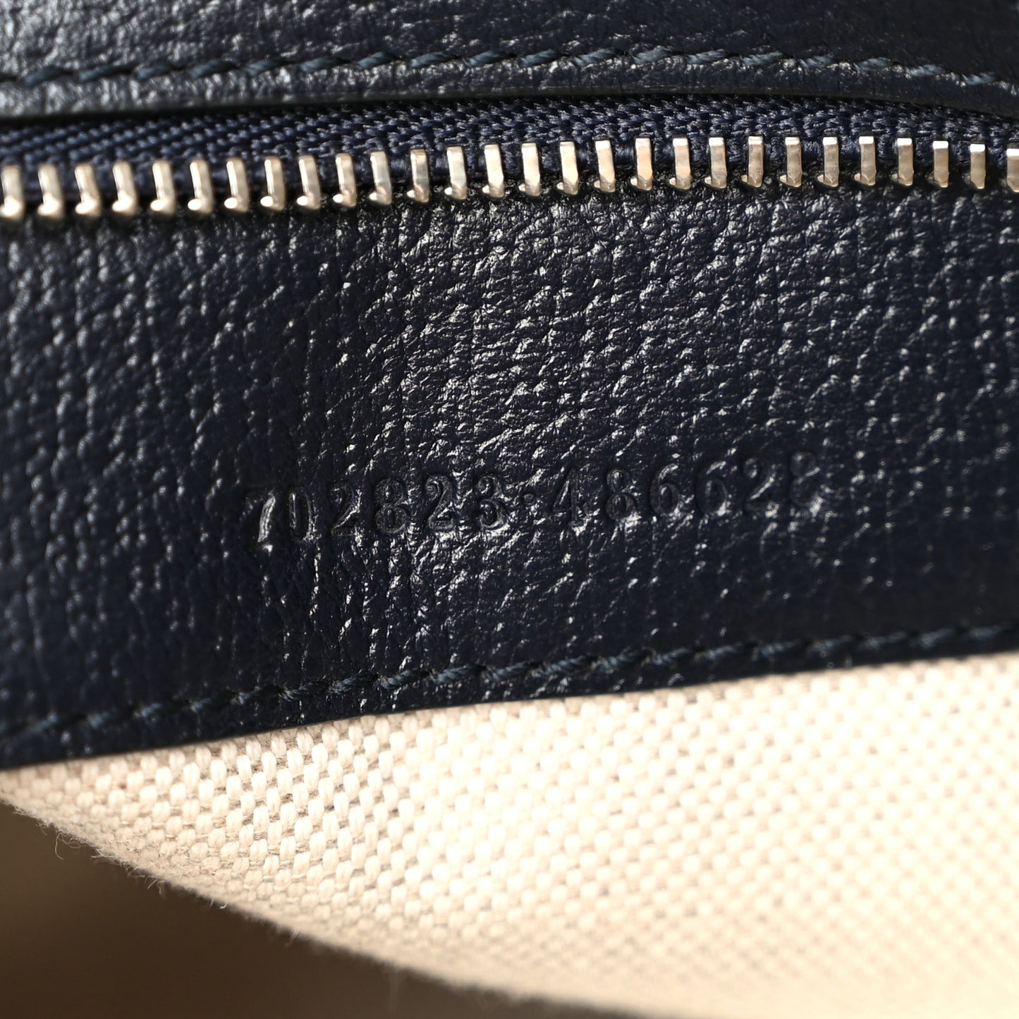 GG Supreme Monogram Textured Calfskin Web Large Attache Shoulder Bag Beige Blue