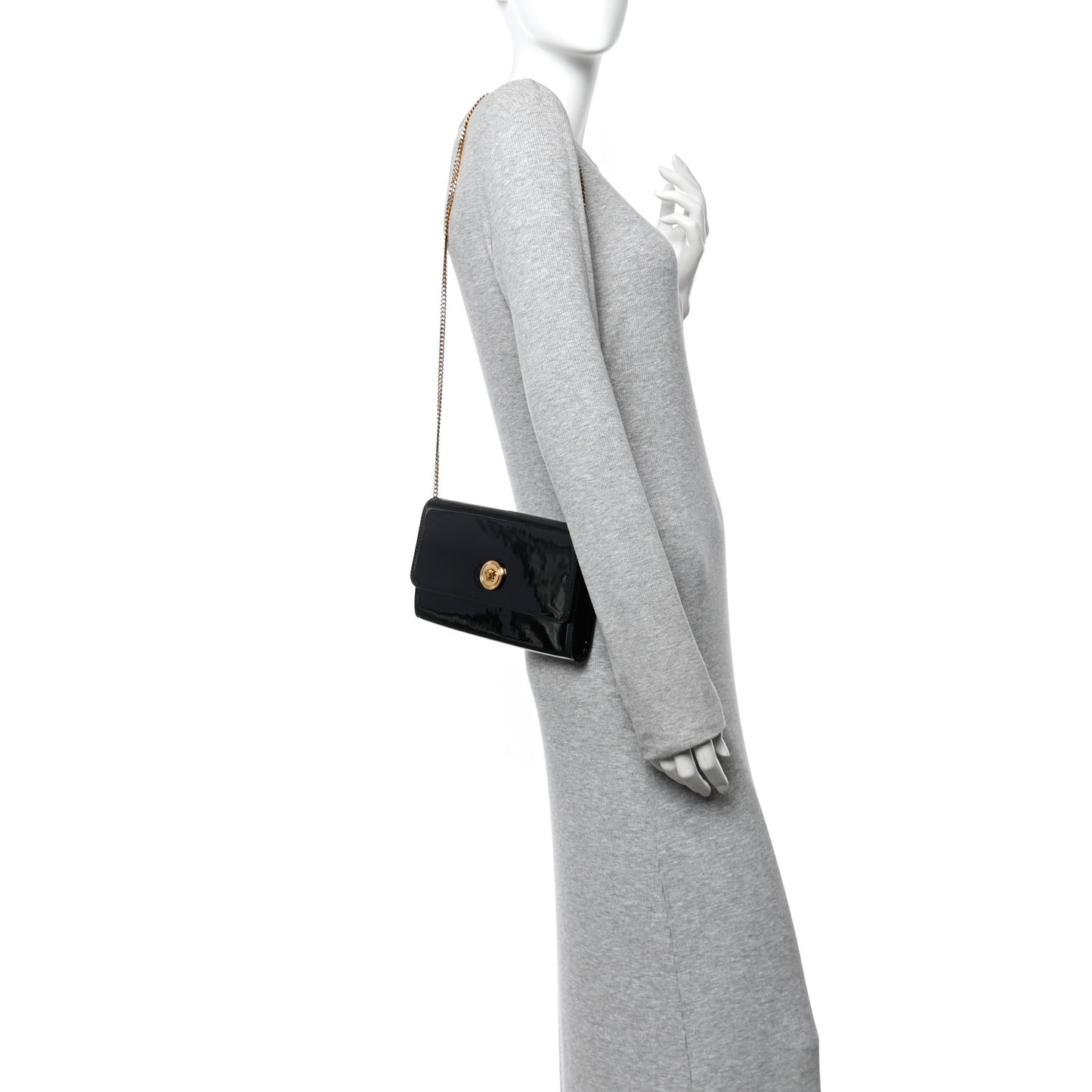 Patent Medusa Clutch With Chain Black
