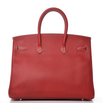 Hermes Epsom Candy Birkin 35 Rouge Casaque Bleu Thalassa 4 of 35