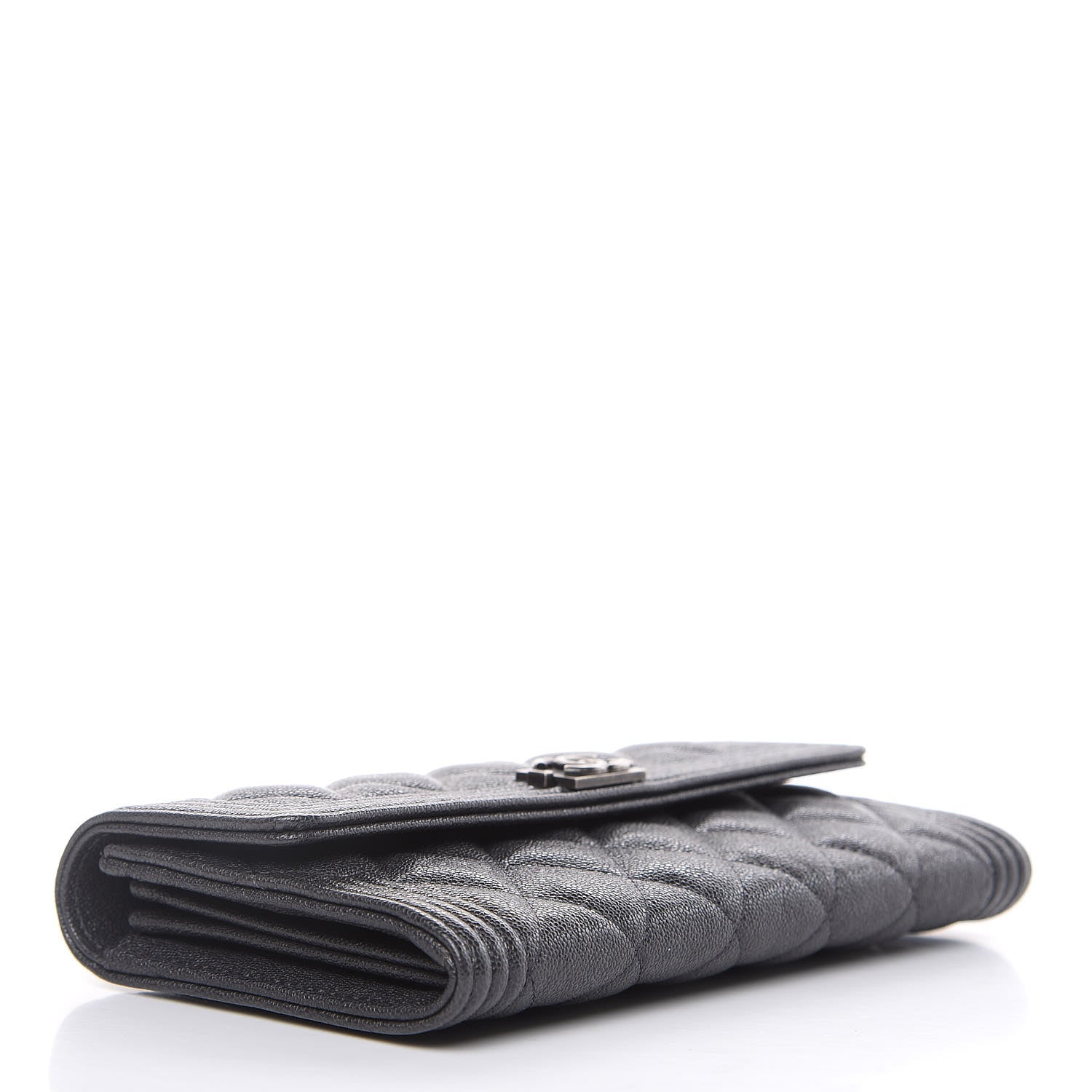 Chanel Caviar Quilted Large Boy Gusset Flap Wallet Charcoal 4 of 10