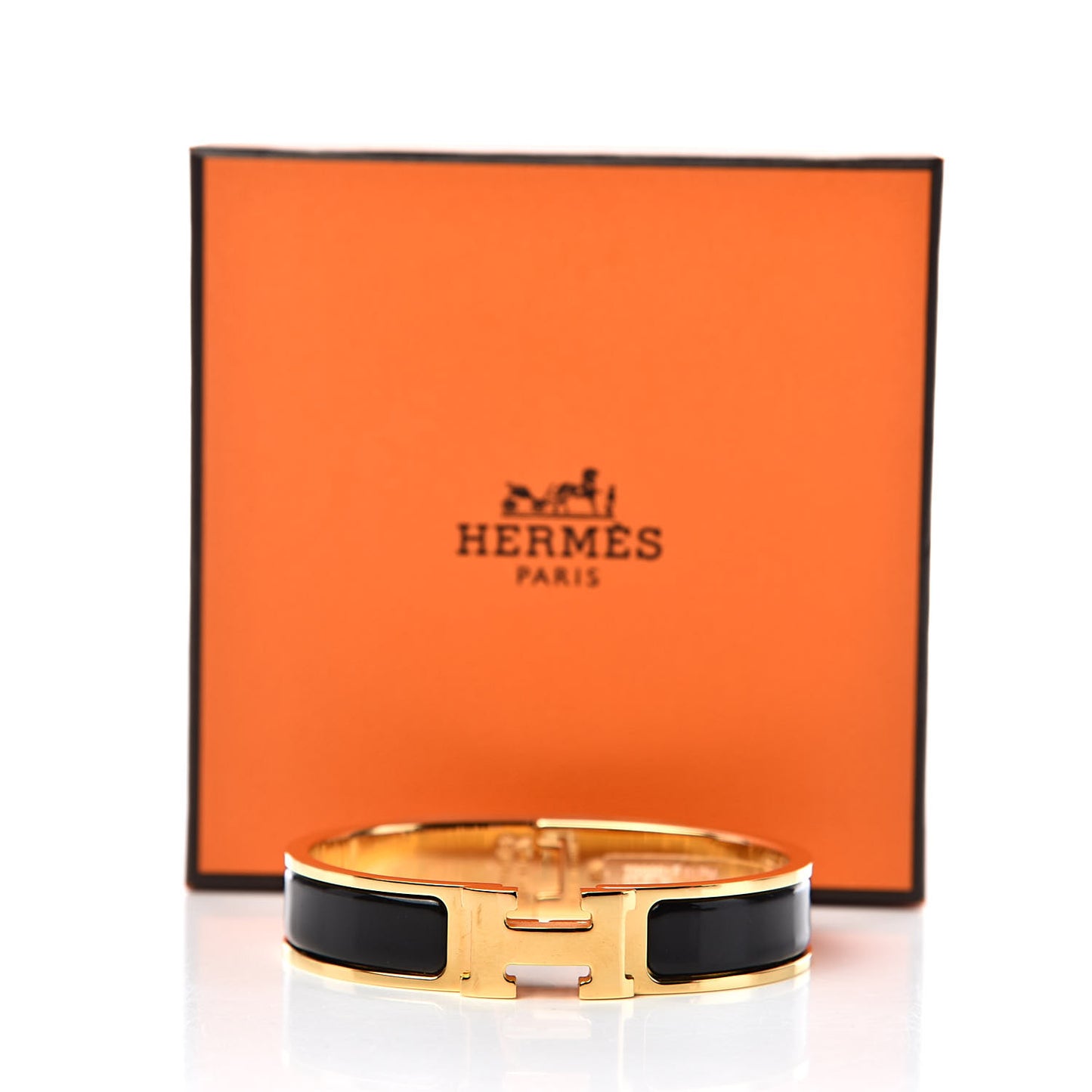 Enamel Narrow Clic Clac H Bracelet PM Black