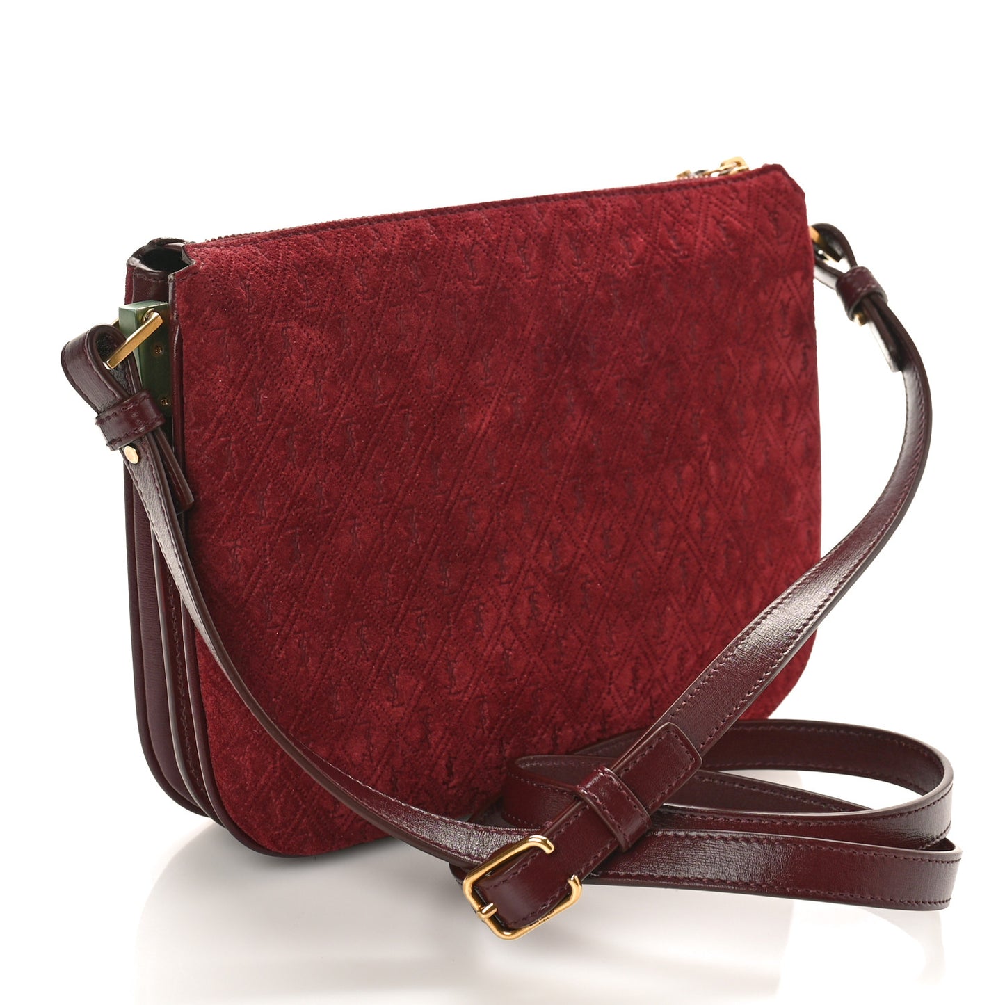 Suede All-Over Monogram Crossbody Burgundy