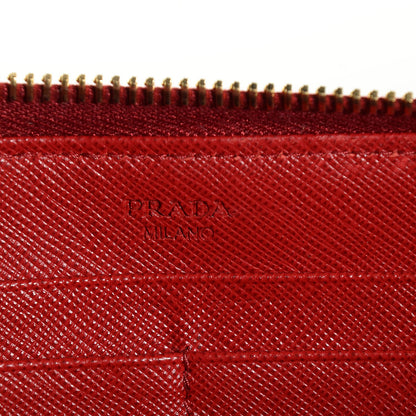 Prada Saffiano Metal Zip Around Wallet Fuoco 7 of 7
