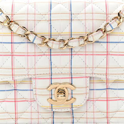 Chanel Calfskin Quilted Plaid Printed Small Single Flap White Multicolor 8 of 11