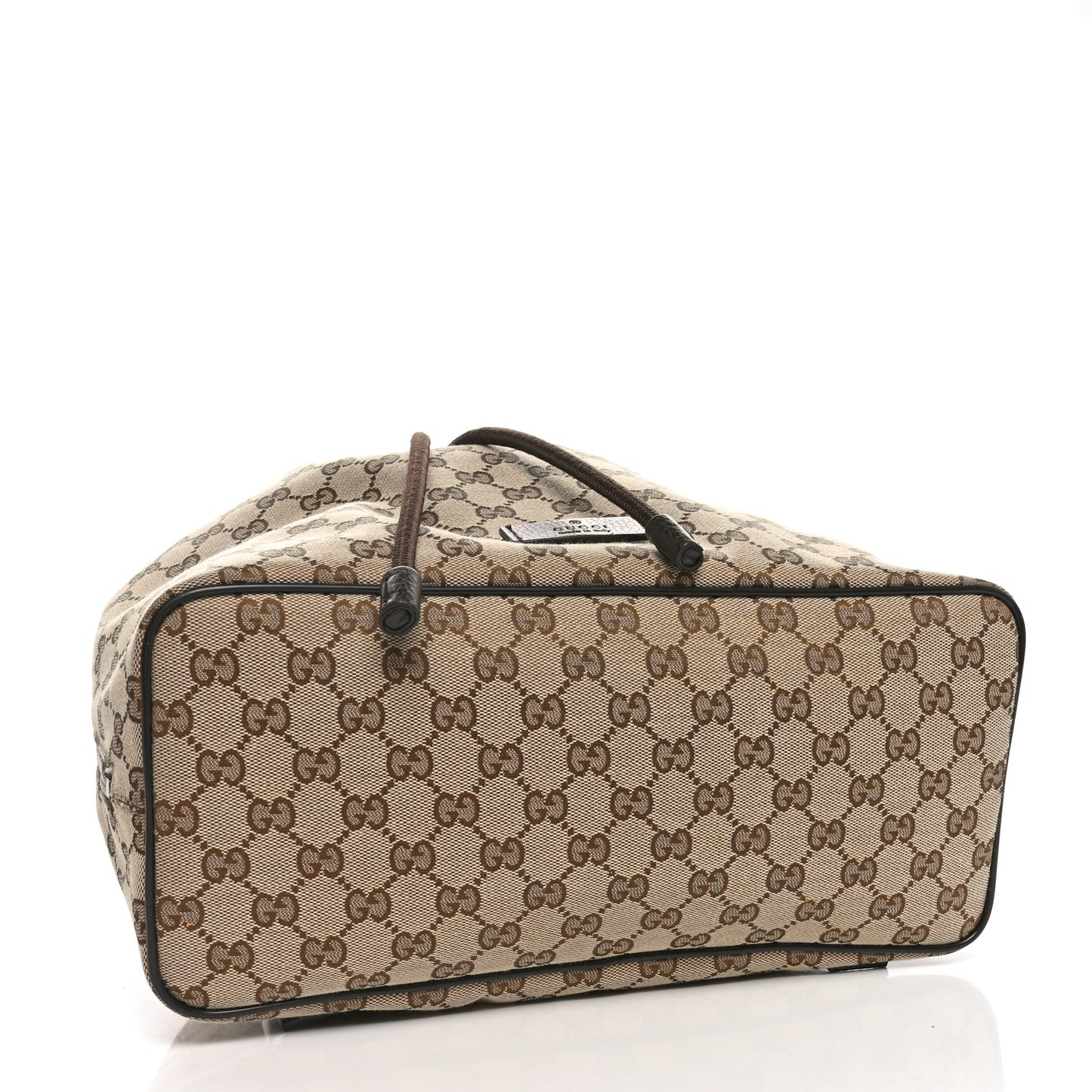 Monogram Dollar Calfskin O Drawstring Backpack Beige Ebony Testa di Moro Dark Chocolate