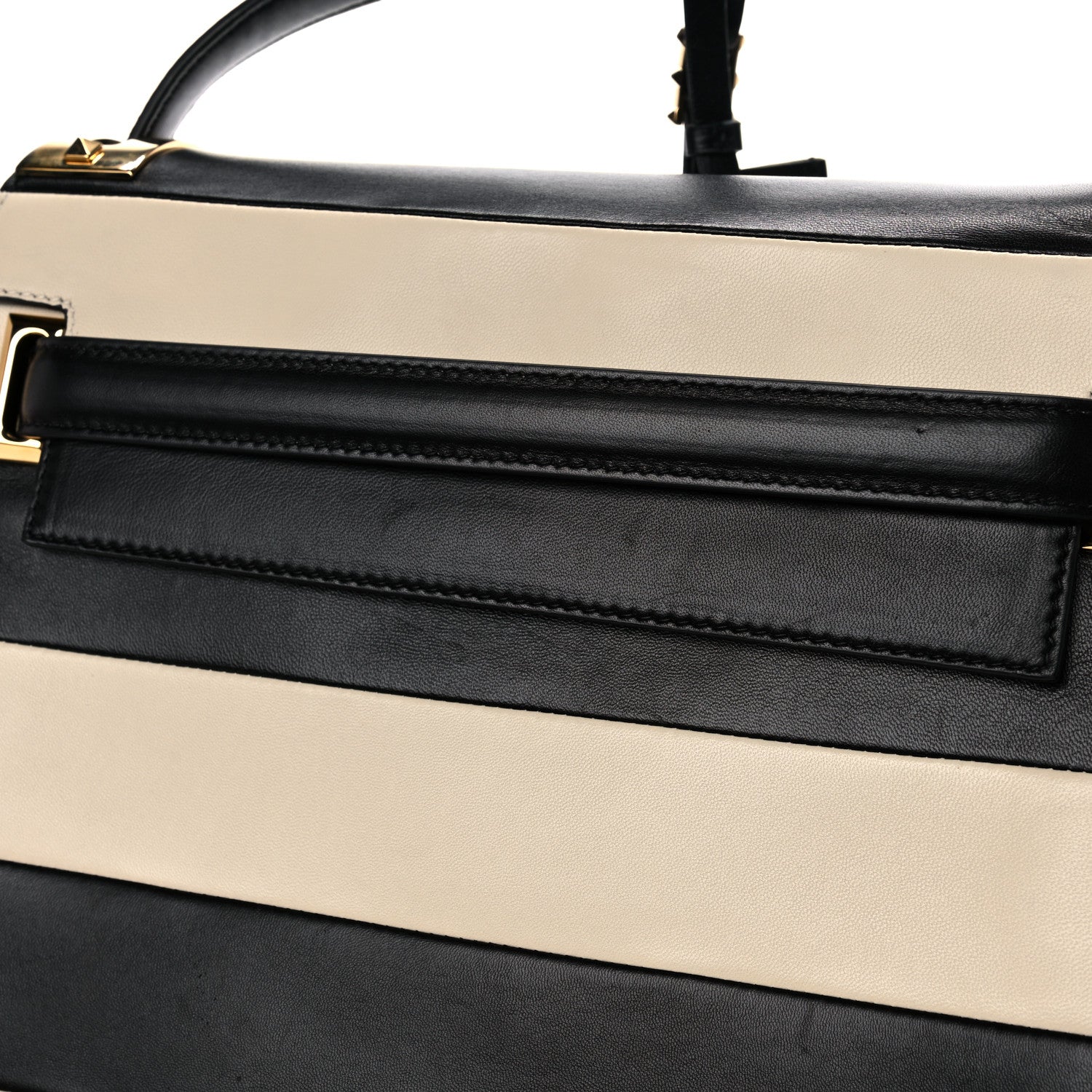 Valentino Garavani Nappa Striped Medium My Rockstud Frame Bag Black Light Ivory 11 of 16