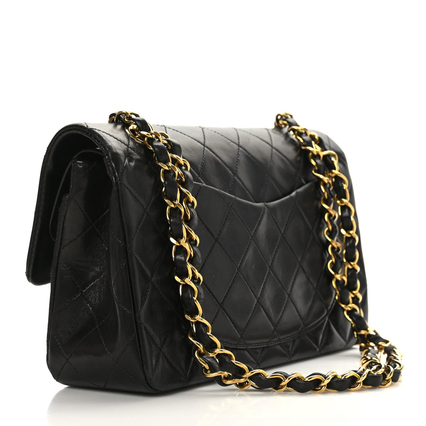 Lambskin Quilted Small Double Flap Black