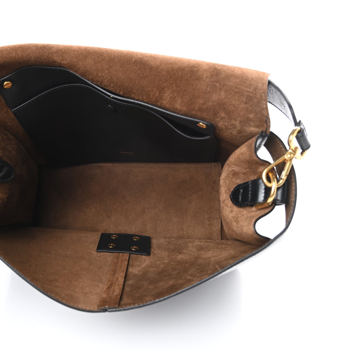 Agnello Old Shine Large Kan U Shoulder Bag Black