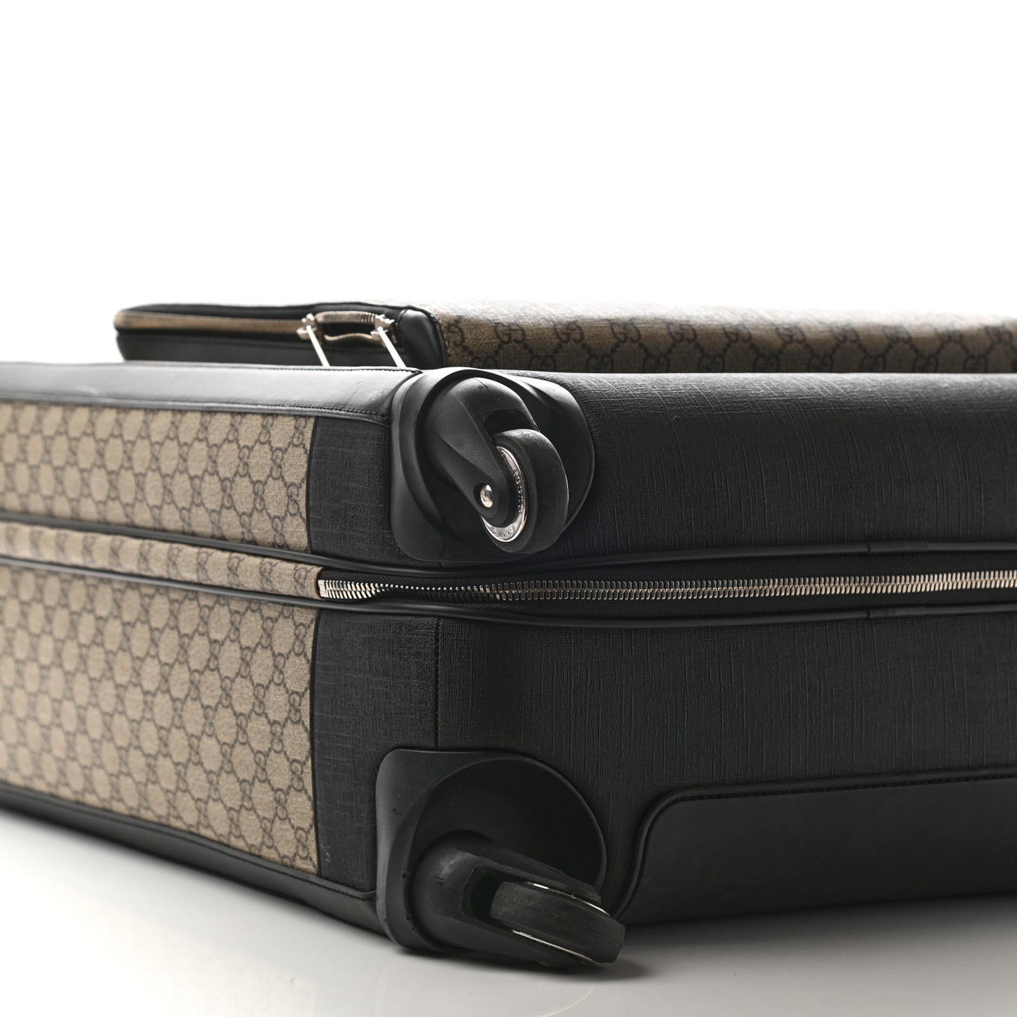 GG Supreme Monogram Four Wheel Suitcase Black