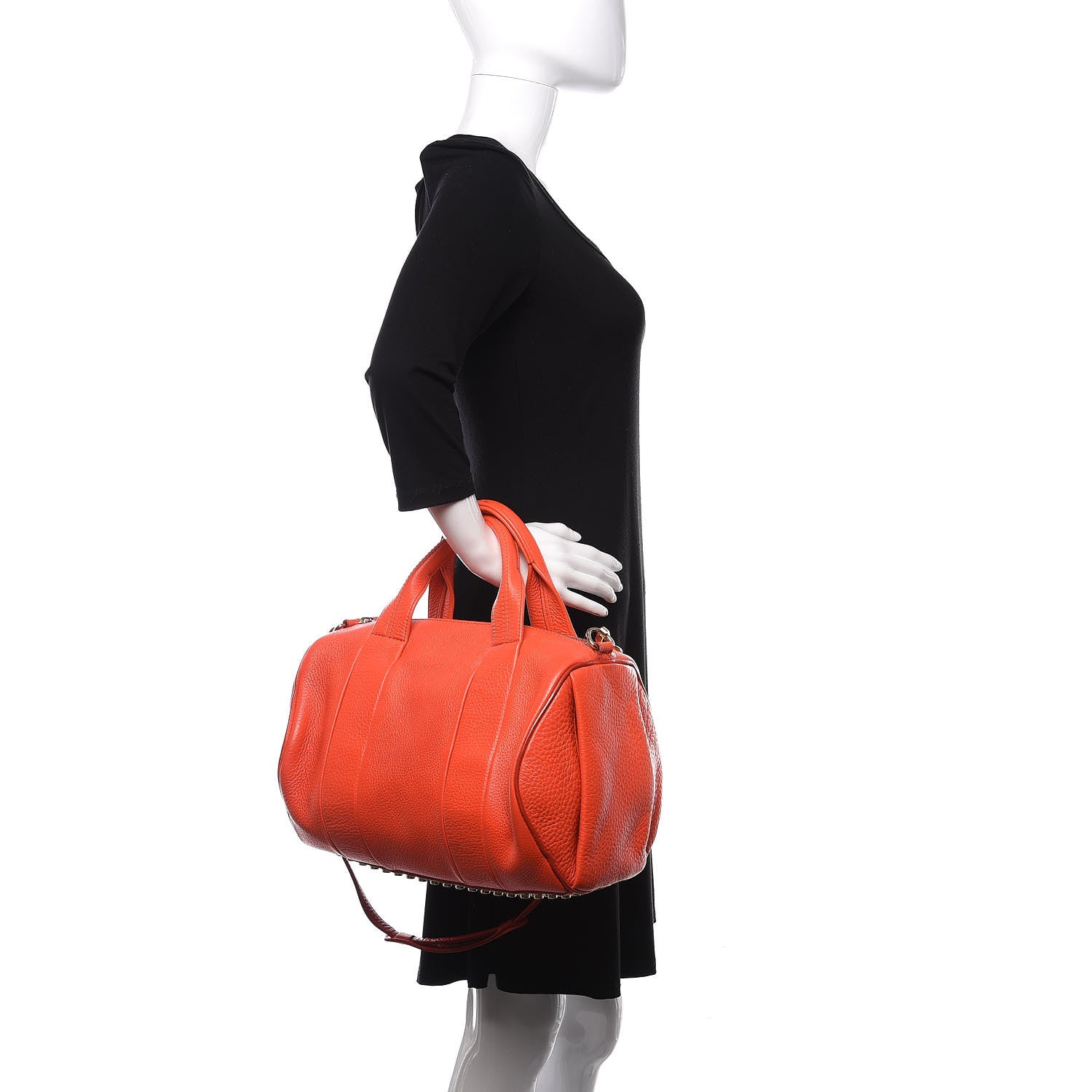 Alexander Wang Pebbled Lambskin Rocco Tangerine Pale Gold Hardware 3 of 11