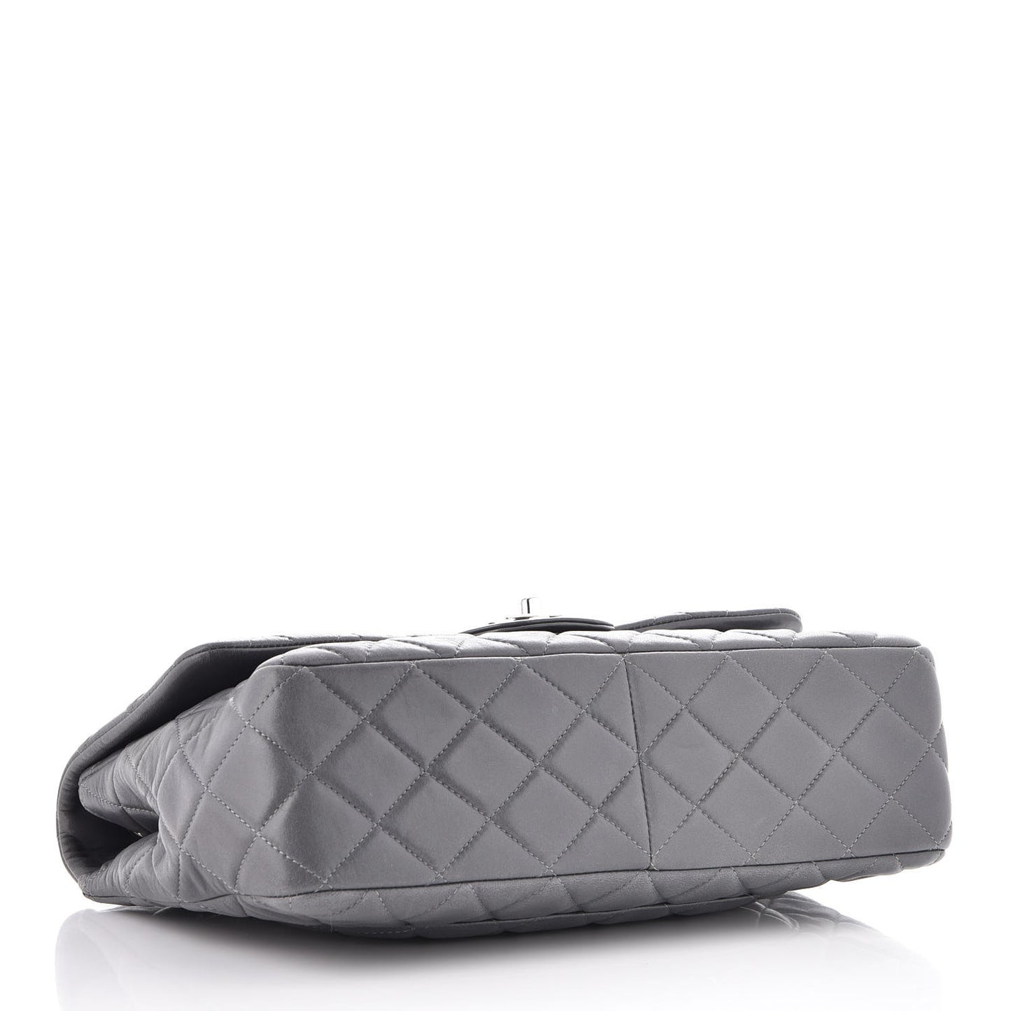 Lambskin Quilted Jumbo Single Flap Grey