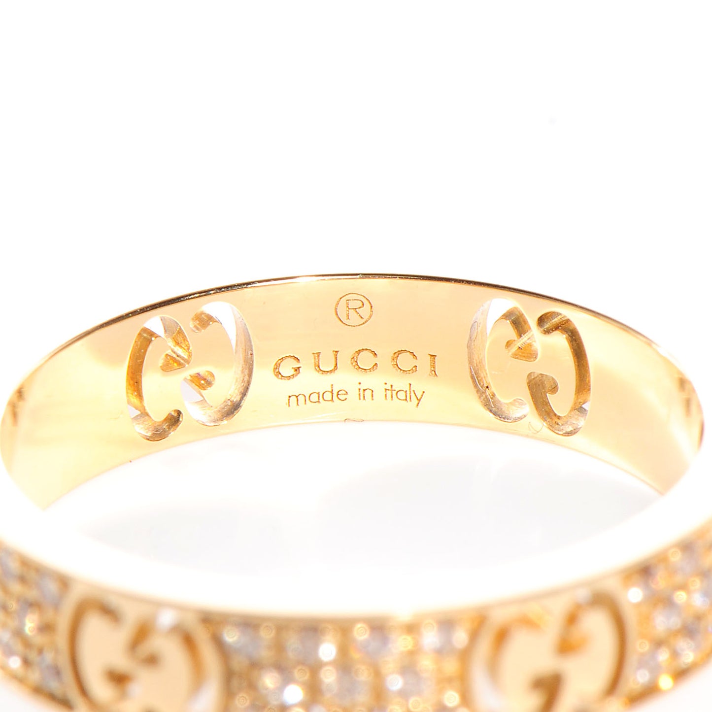 18k Yellow Gold Diamond Icon Stardust Thin Band Ring 5.75