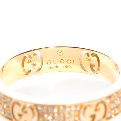 Gucci 18k Yellow Gold Diamond Icon Stardust Thin Band Ring 5.75 3 of 5