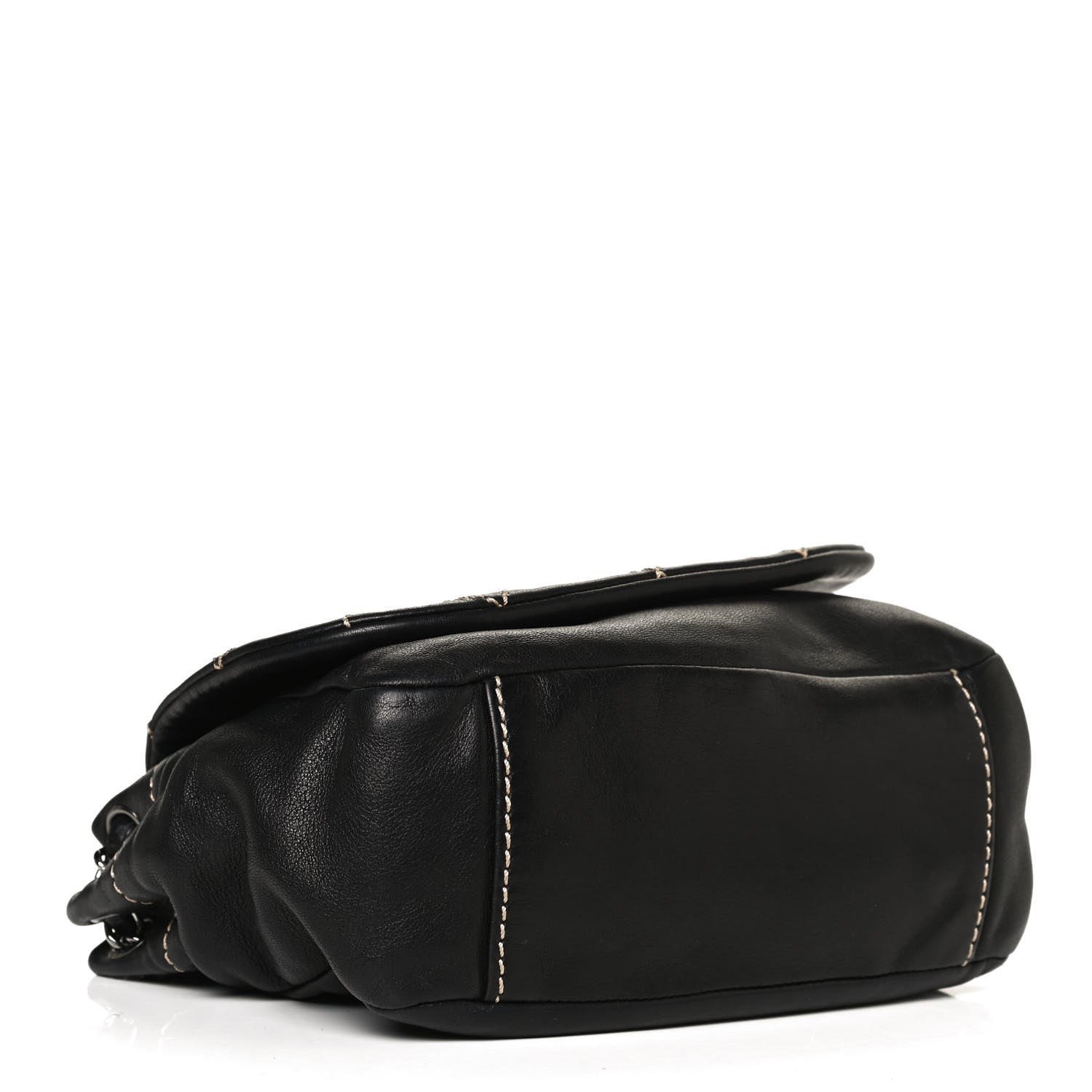 Chanel Lambskin Contrast Stitch Small Surpique Accordion Flap Black 4 of 13