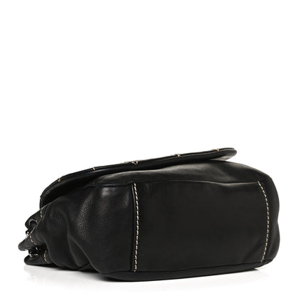 Chanel Lambskin Contrast Stitch Small Surpique Accordion Flap Black 4 of 13