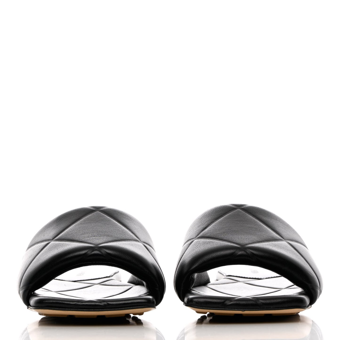 Nappa Quilted Rubber Lido Flat Sandals 37 Black