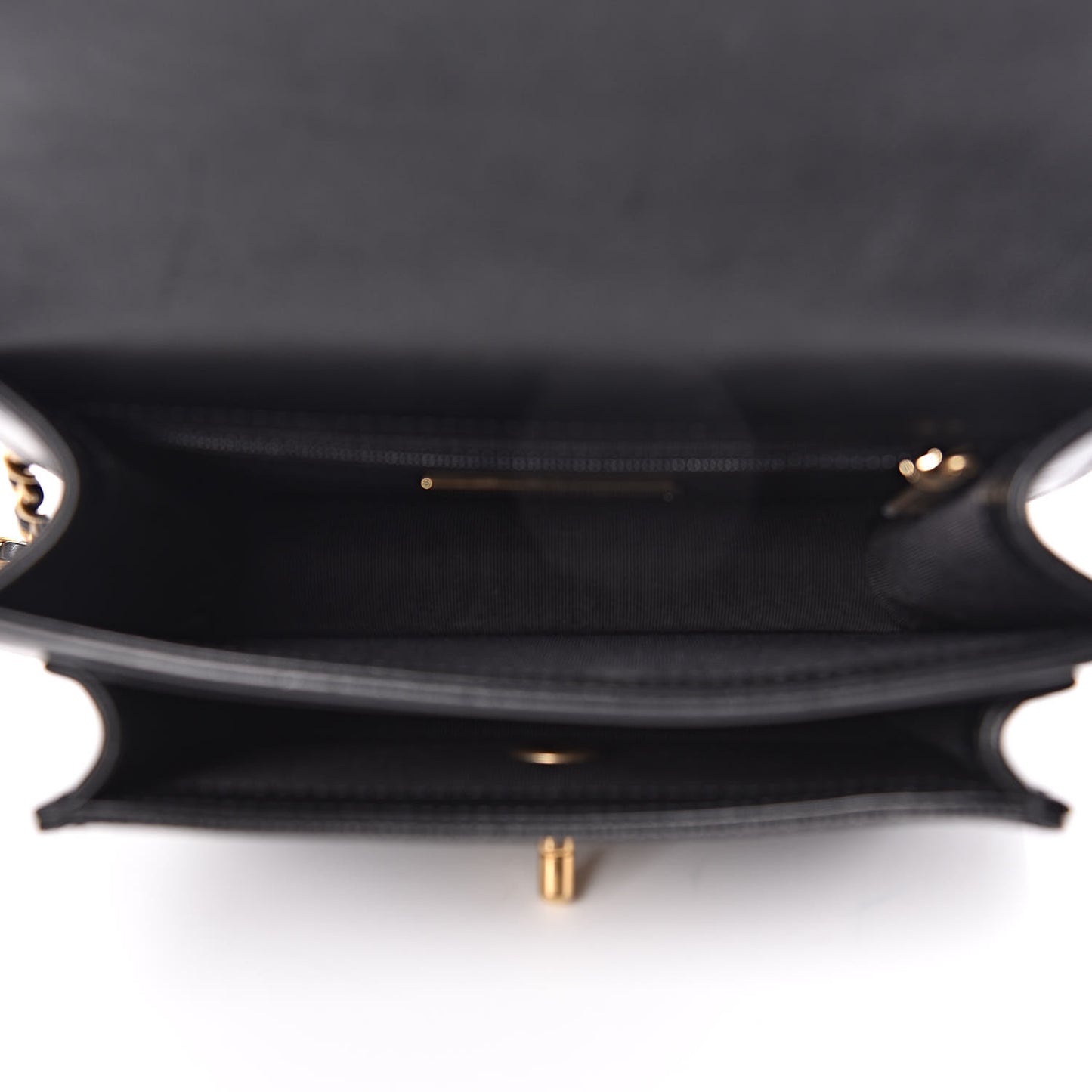 Calfskin Caviar Quilted Mini Chain Handle Flap Black