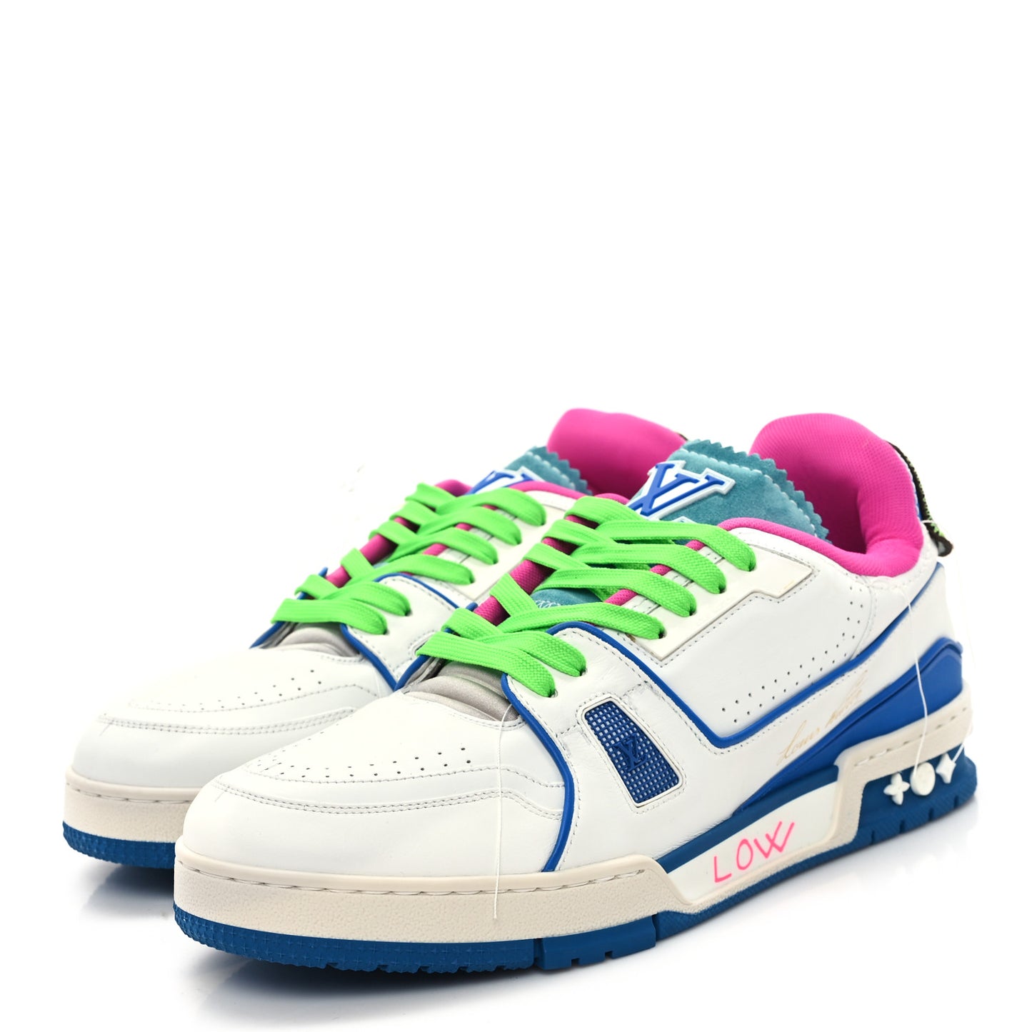 Calfskin Monogram Walk In The Park Mens LV Trainer Sneakers 9 Blue Multicolor