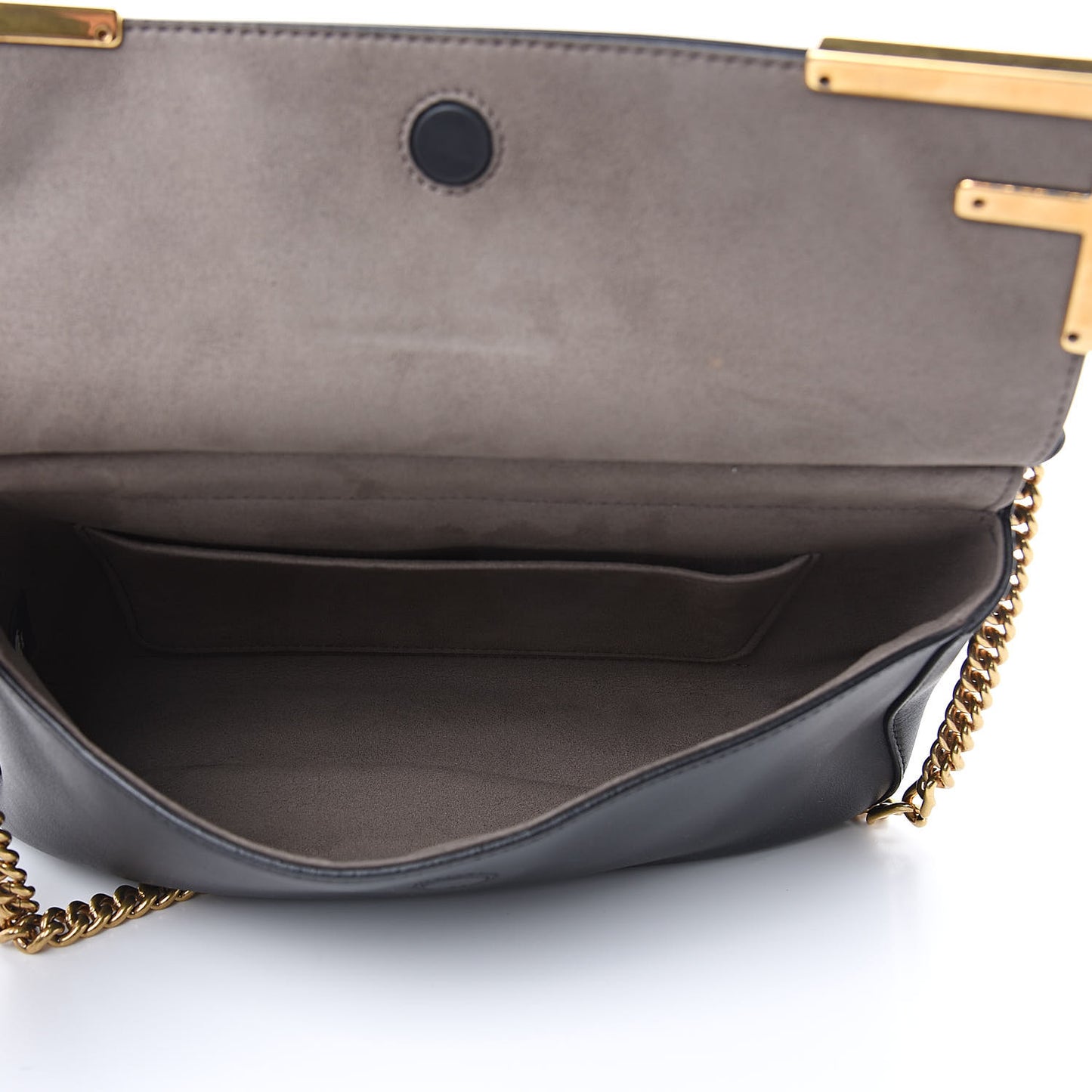 Vitello Grace Glazed Fabric FF 1974 Double F Shoulder Bag Black Mogano Panna