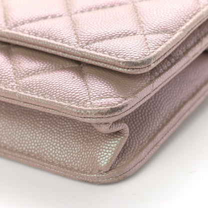 Chanel Iridescent Caviar Quilted Wallet On Chain WOC Beige 11 of 23
