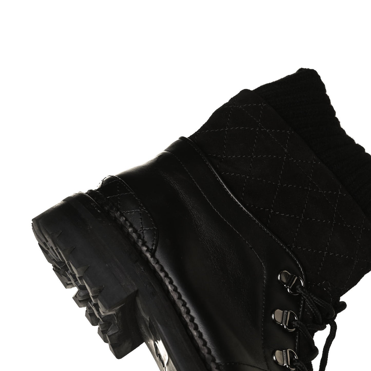 Calfskin Kid Suede Lace Up Short Boots 41 Black