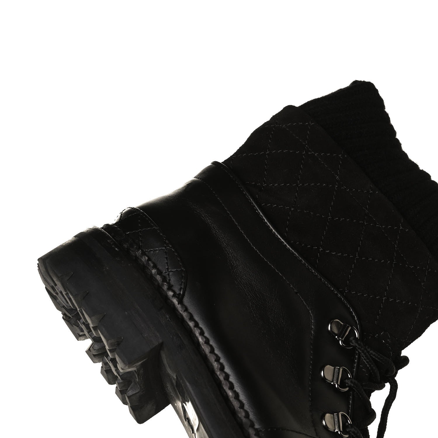 Chanel Calfskin Kid Suede Lace Up Short Boots 41 Black 16 of 16