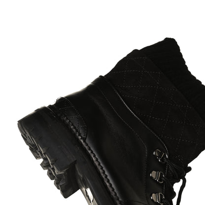 Chanel Calfskin Kid Suede Lace Up Short Boots 41 Black 16 of 16