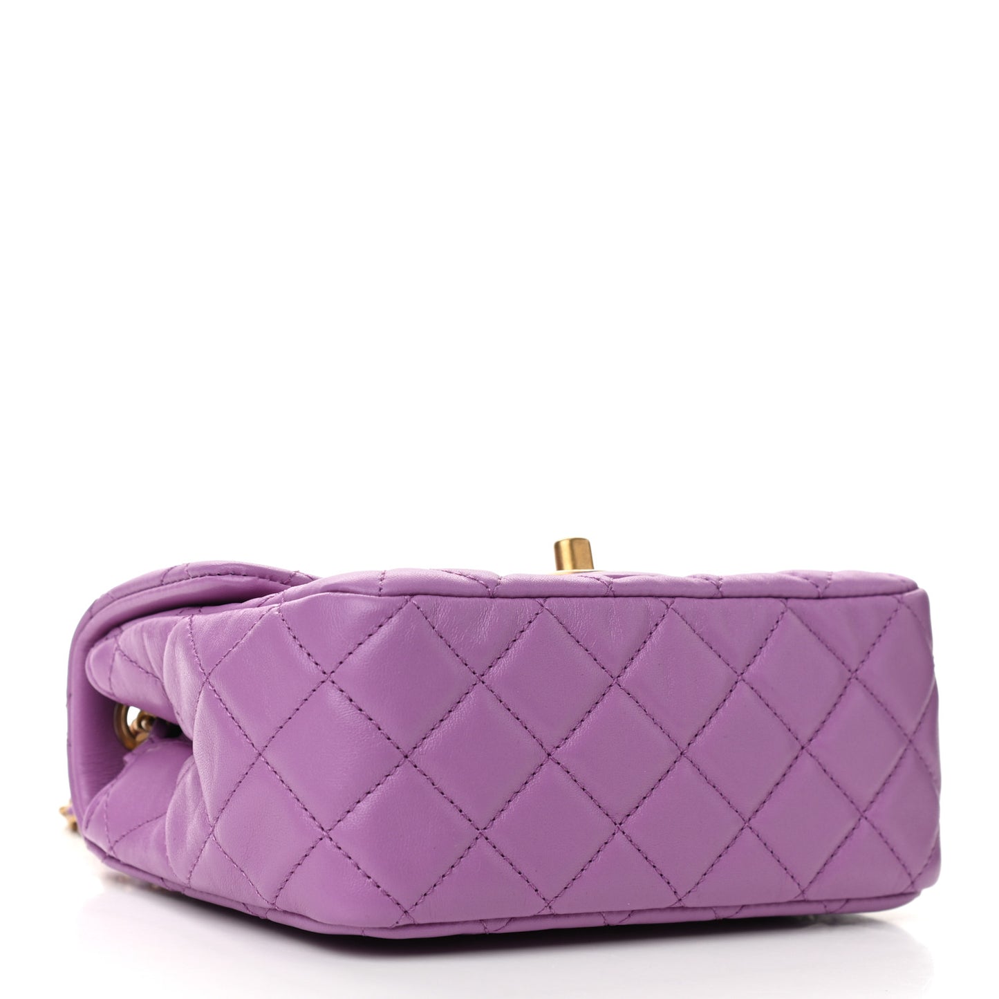 Lambskin Quilted Mini Pearl Crush Flap Purple