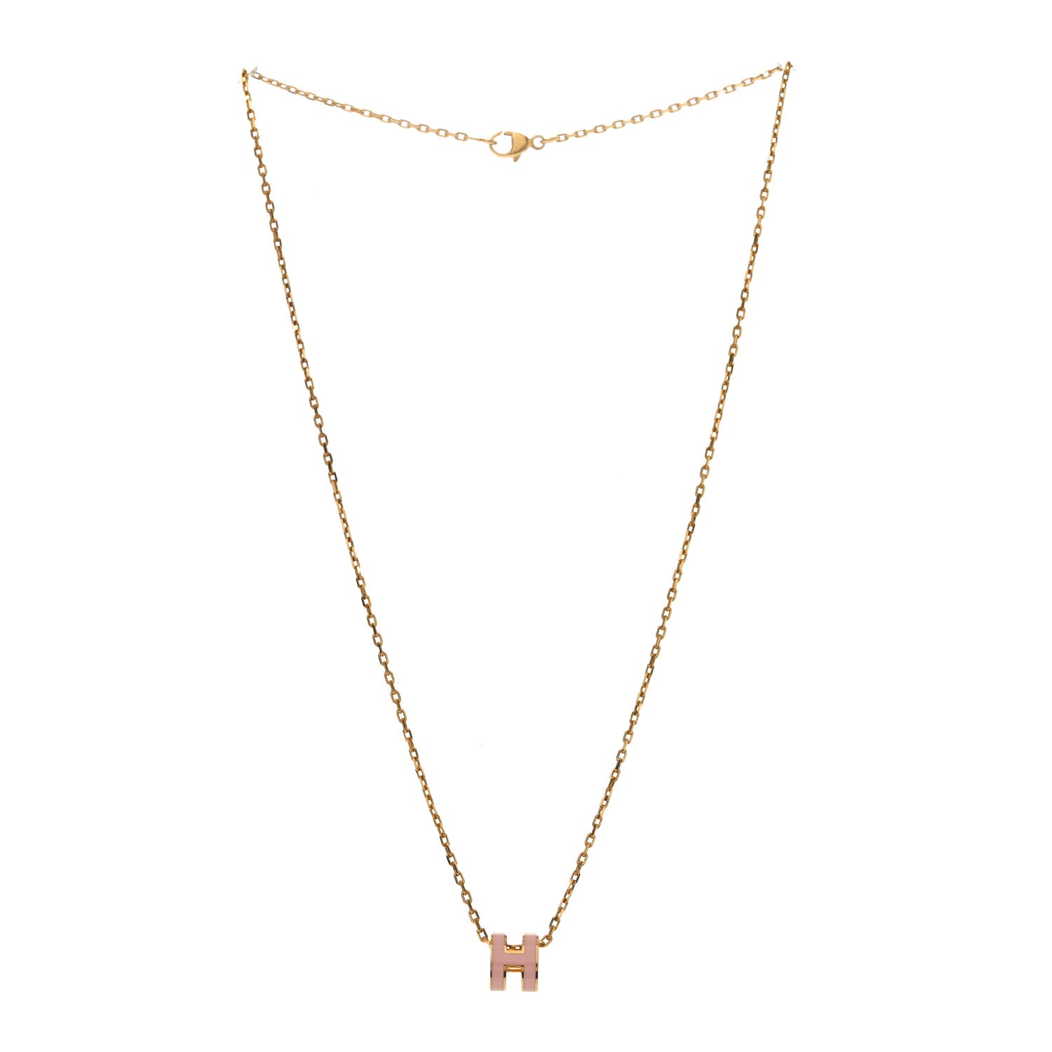 Hermes Lacquered Rose Gold Mini Pop H Pendant Necklace Rose Dragee 3 of 4
