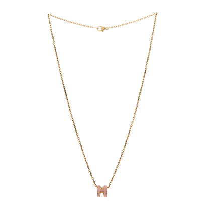Hermes Lacquered Rose Gold Mini Pop H Pendant Necklace Rose Dragee 3 of 4