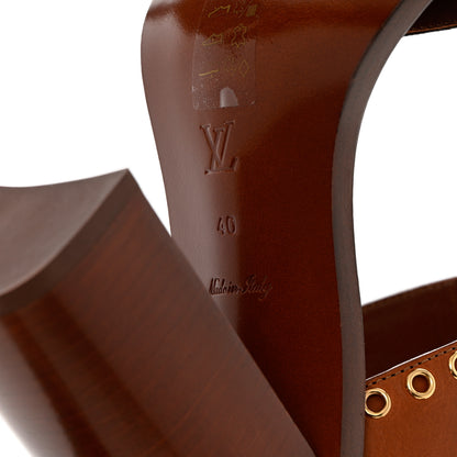 Louis Vuitton Calfskin Monogram Passenger Heeled Sandals 40 Cognac 8 of 10