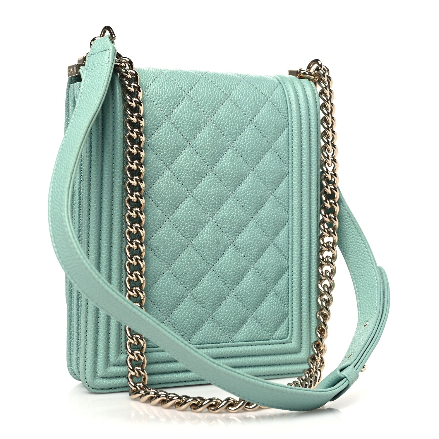 Chanel Caviar Quilted North South Boy Flap Light Blue 3 of 10