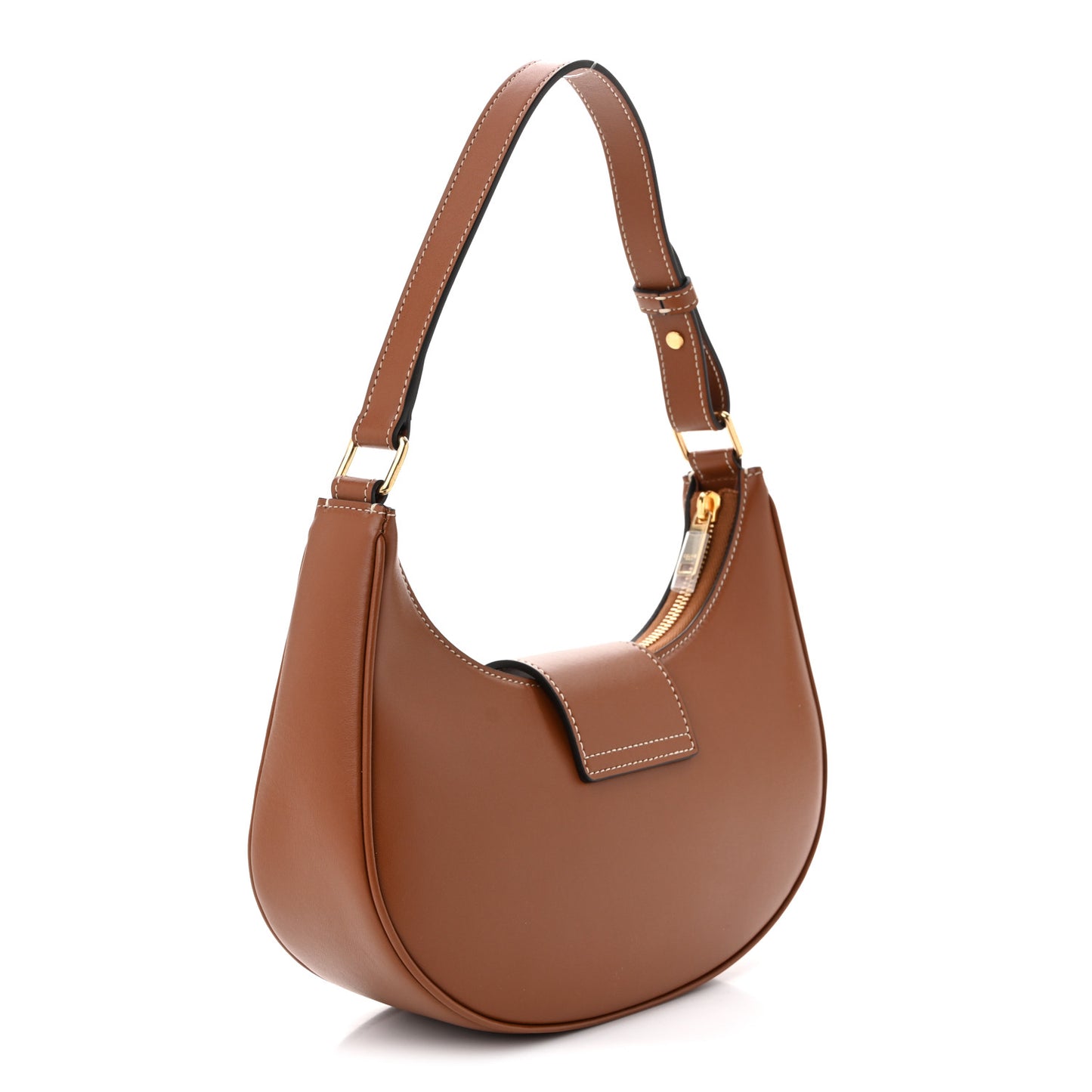 Smooth Calfskin Medium Strap Ava Triomphe Shoulder Bag Tan