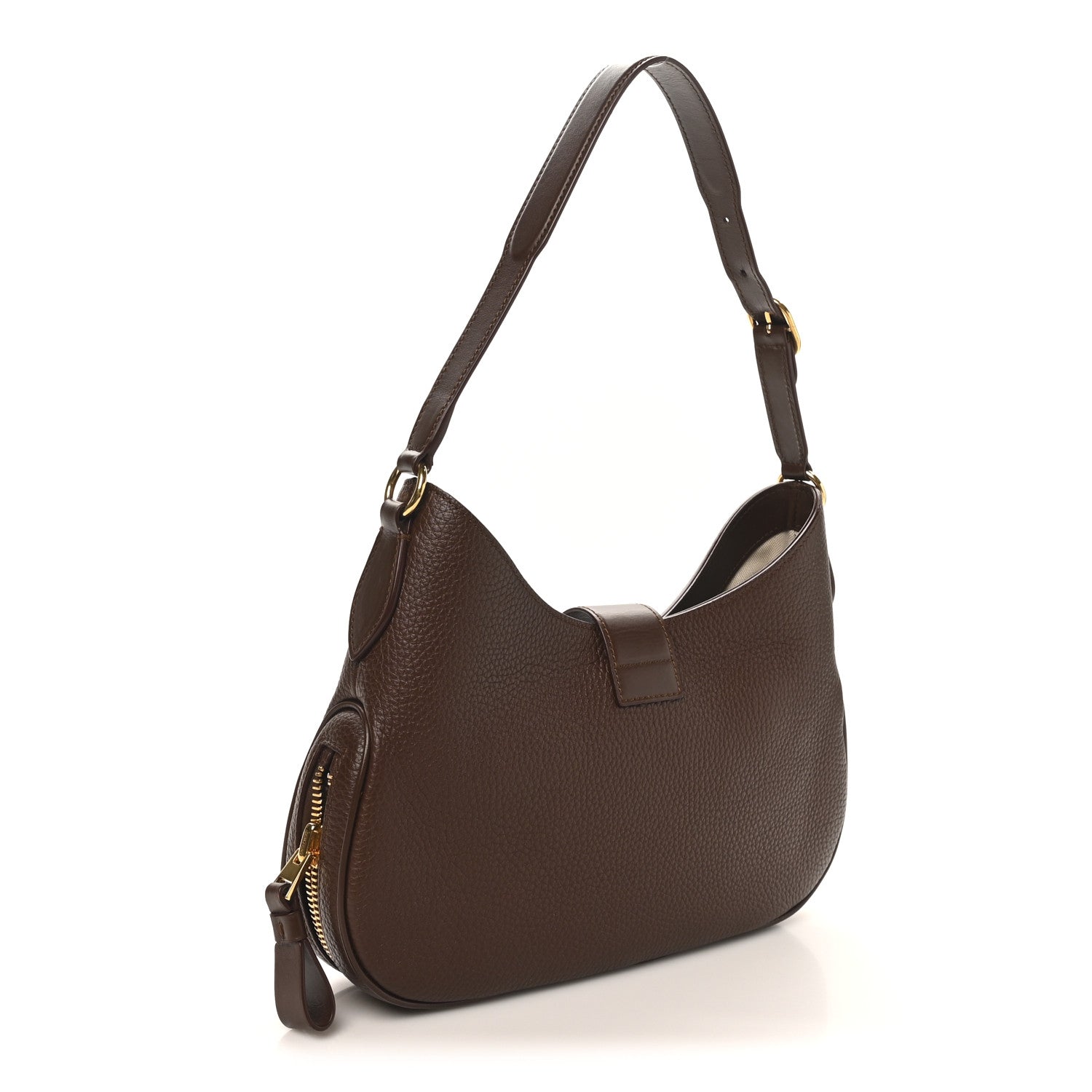Tom Ford Pebbled Calfskin Monarch Hobo Bag Saddle Brown 3 of 9