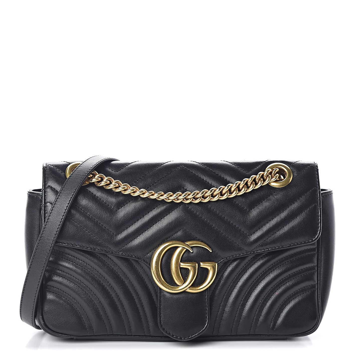 Calfskin Matelasse Small GG Marmont Shoulder Bag Black