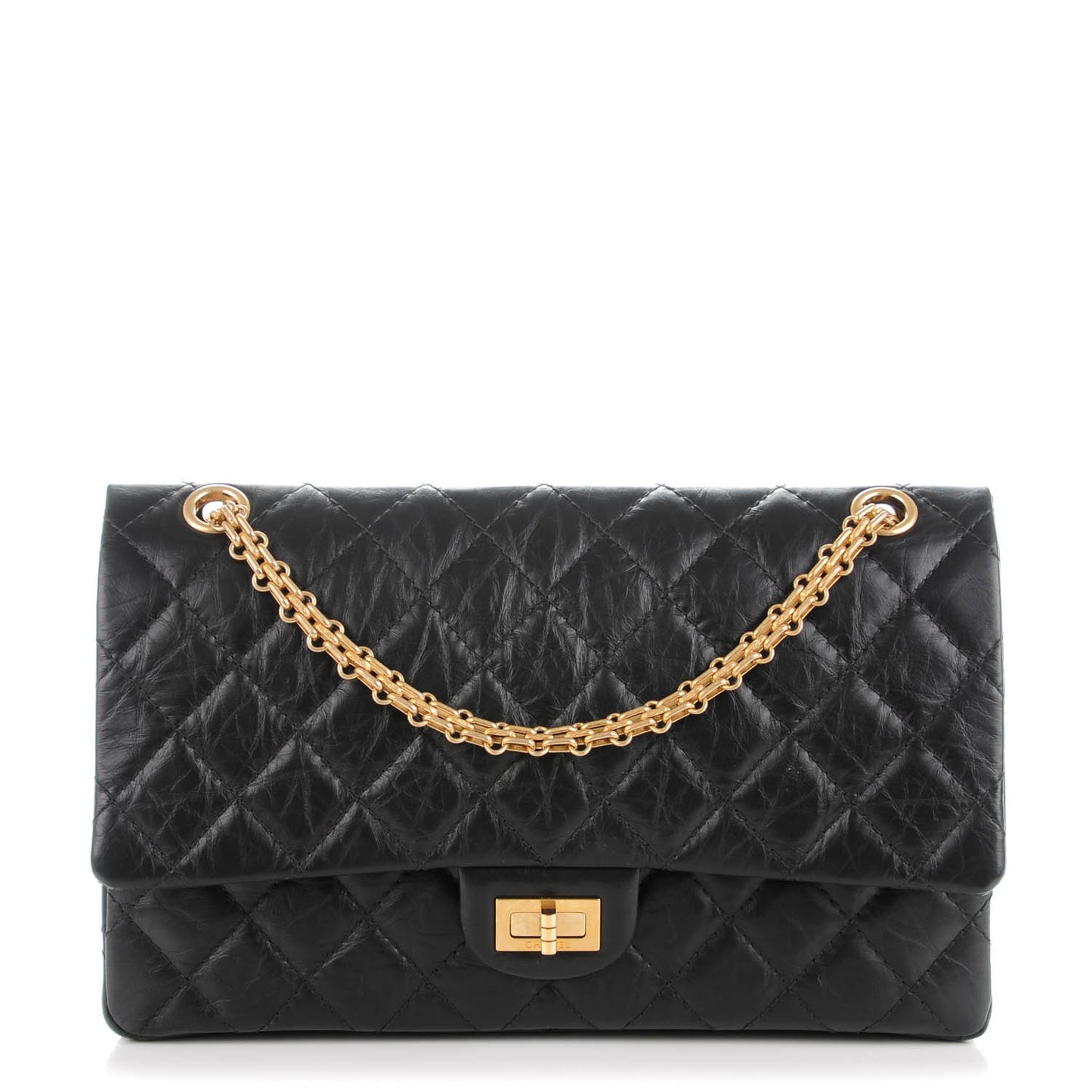 Aged Calfskin Quilted 2.55 Reissue 226 Flap Black