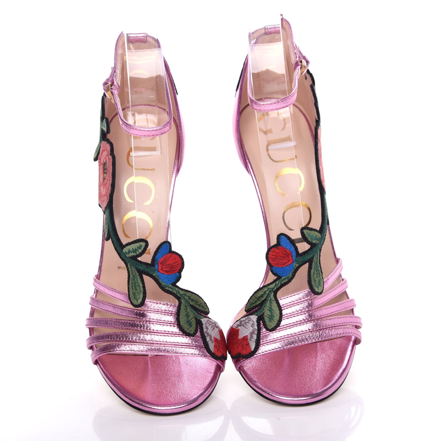 Gucci Metallic Nappa Ophelia High Heel Sandals 37 Rosa 5 of 10