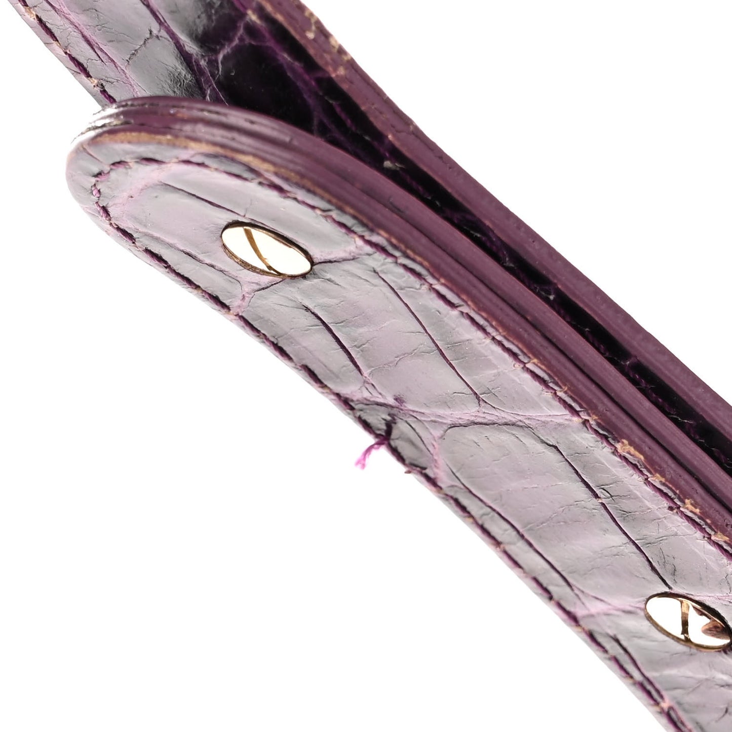 Calfskin Crocodile Embossed Hobo Purple